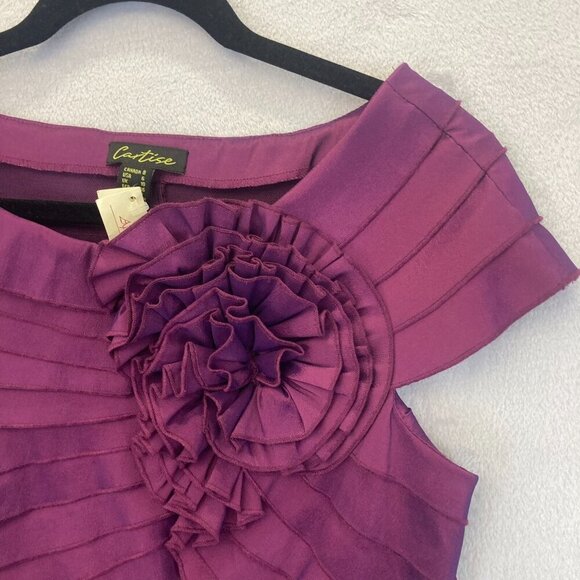 Cartise Cap Sleeve Tiered Blouse Womens 6 Evening Purple Flower Office Top NWT - Picture 4 of 12